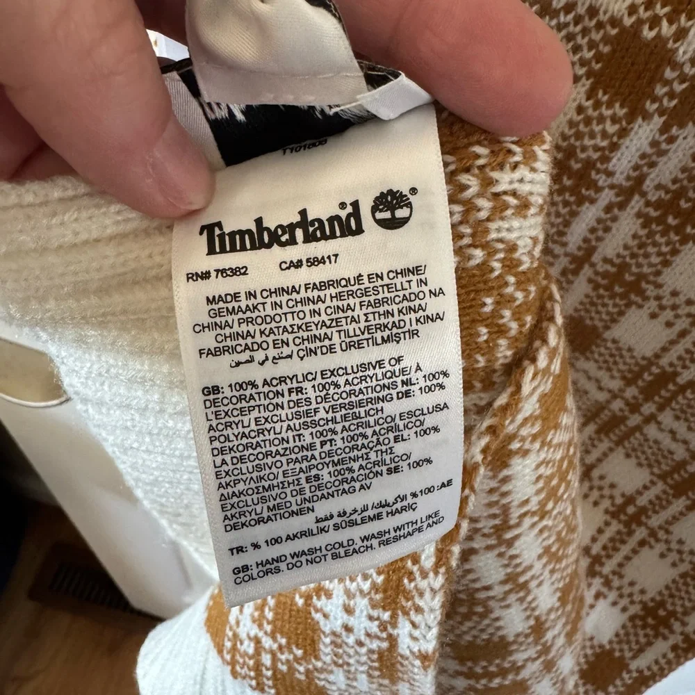 NWT‎ Timberland Unisex Plaid Scarf - Brown and Cream